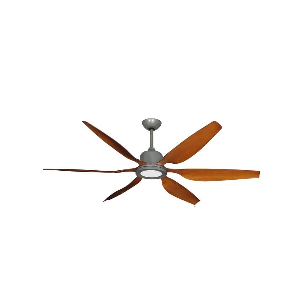 Titan II Wi-Fi 66 in. Integrated LED Indoor/Outdoor Brushed Nickel/Natural Cherry Smart Ceiling Fan with Remote Control by TroposAir - Image 2