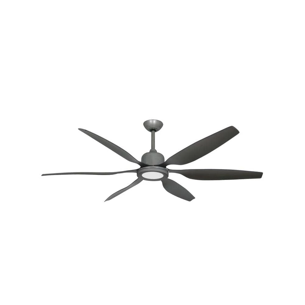 Titan II Wi-Fi 66 in. Integrated LED Indoor/Outdoor Brushed Nickel/ORB Smart Ceiling Fan with Remote Control by TroposAir