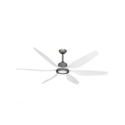 Titan II Wi-Fi 66 in. Integrated LED Indoor/Outdoor Brushed Nickel/PW Smart Ceiling Fan with Remote Control by TroposAir