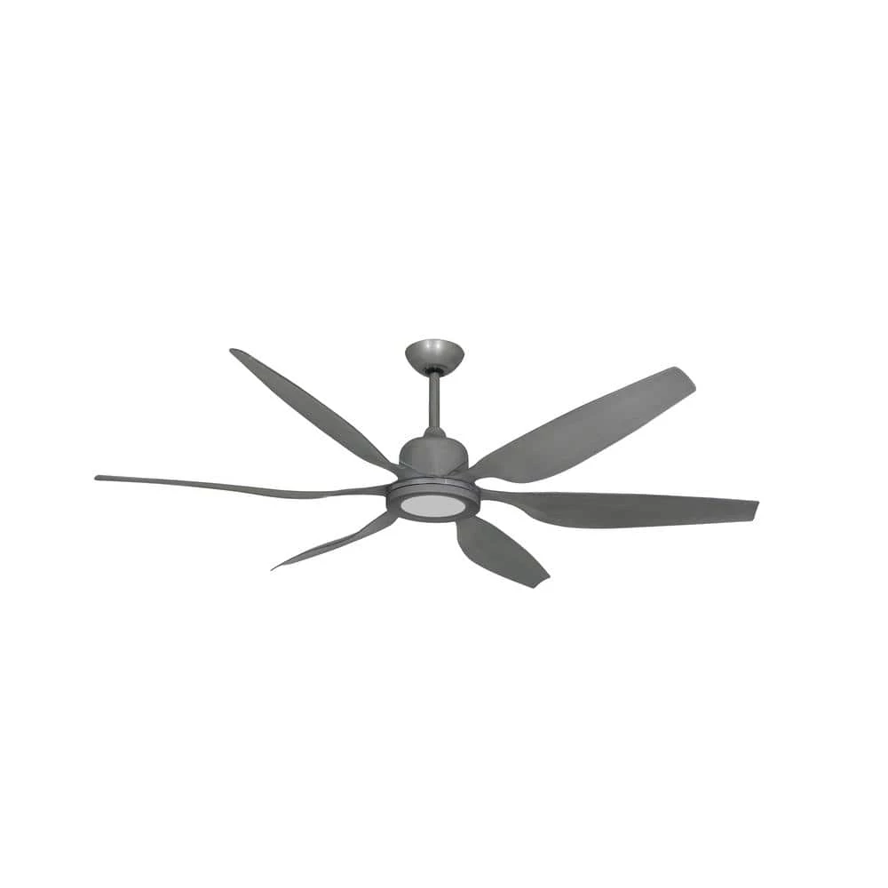 Titan II Wi-Fi 66 in. LED Light Indoor/Outdoor Brushed Nickel Smart Ceiling Fan and with Remote Control by TroposAir