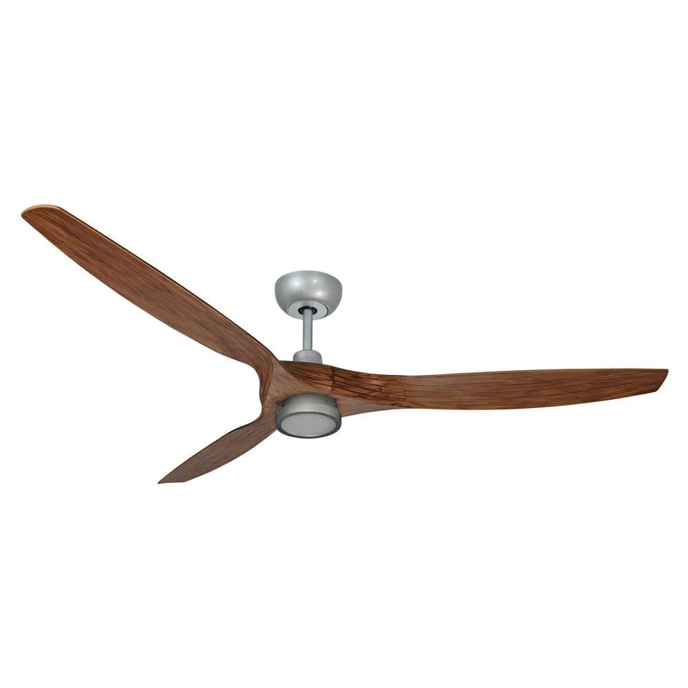 Solara 60 in. Indoor/Outdoor Brushed Nickel Ceiling Fan and LED Light with Remote Control by TroposAir