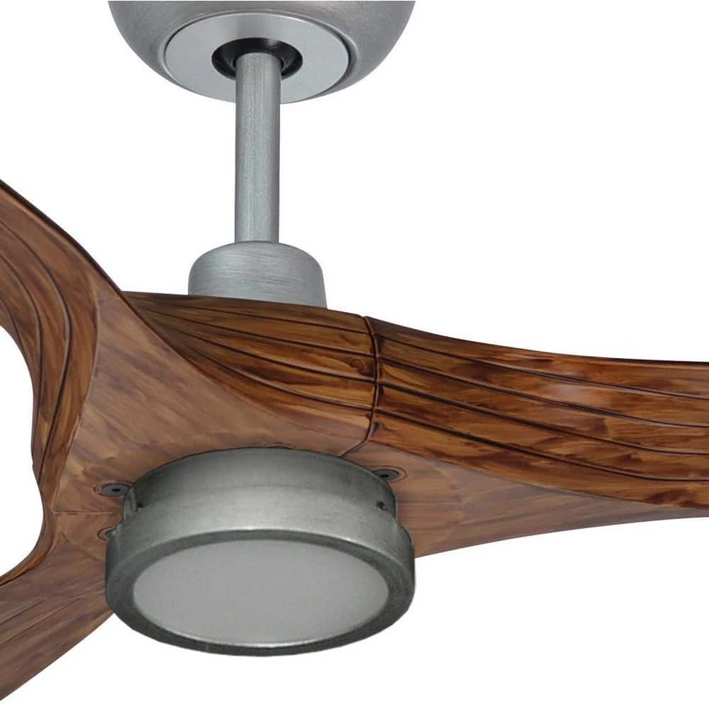 Solara 60 in. Indoor/Outdoor Brushed Nickel Ceiling Fan and LED Light with Remote Control by TroposAir - Image 2