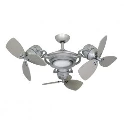 TriStar II 3 x 18 in. LED Brushed Nickel Triple Ceiling Fan and Light with Remote Control by TroposAir