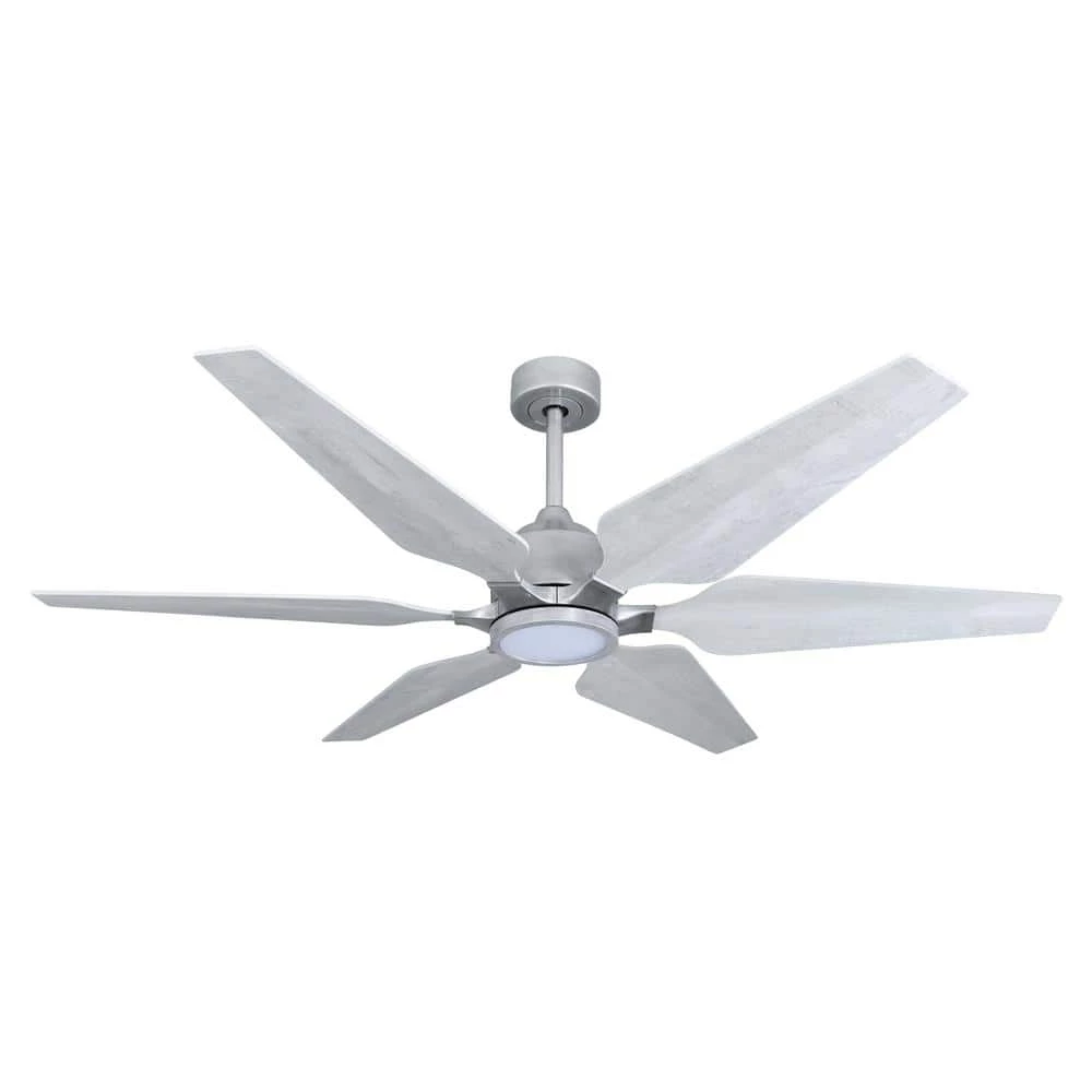 Optum 60 in. Integrated LED Indoor/Outdoor Brushed Nickel Smart Ceiling Fan with Light and Remote Control by TroposAir