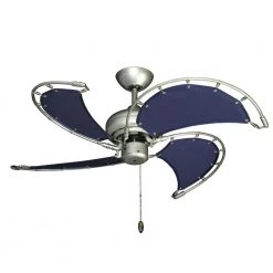Voyage 40 in. Indoor/Outdoor Brushed Nickel BN-1 Ceiling Fan with Blue Fabric Blades by TroposAir