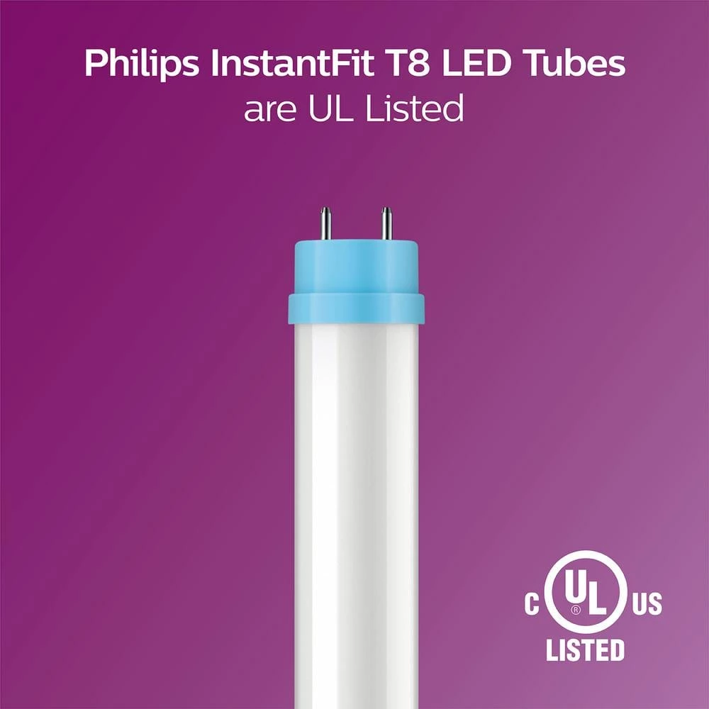 32W Equivalent 4 ft. Linear T8 Type A Instant Fit Cool White LED Tube Light Bulb (4000K) (10-Pack) by Philips - Image 6
