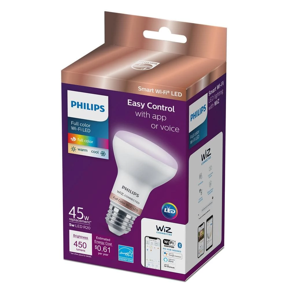 Color and Tunable White R20 45W Equivalent Dimmable Smart Wi-Fi WiZ Connected LED Light Bulb by Philips - Image 3