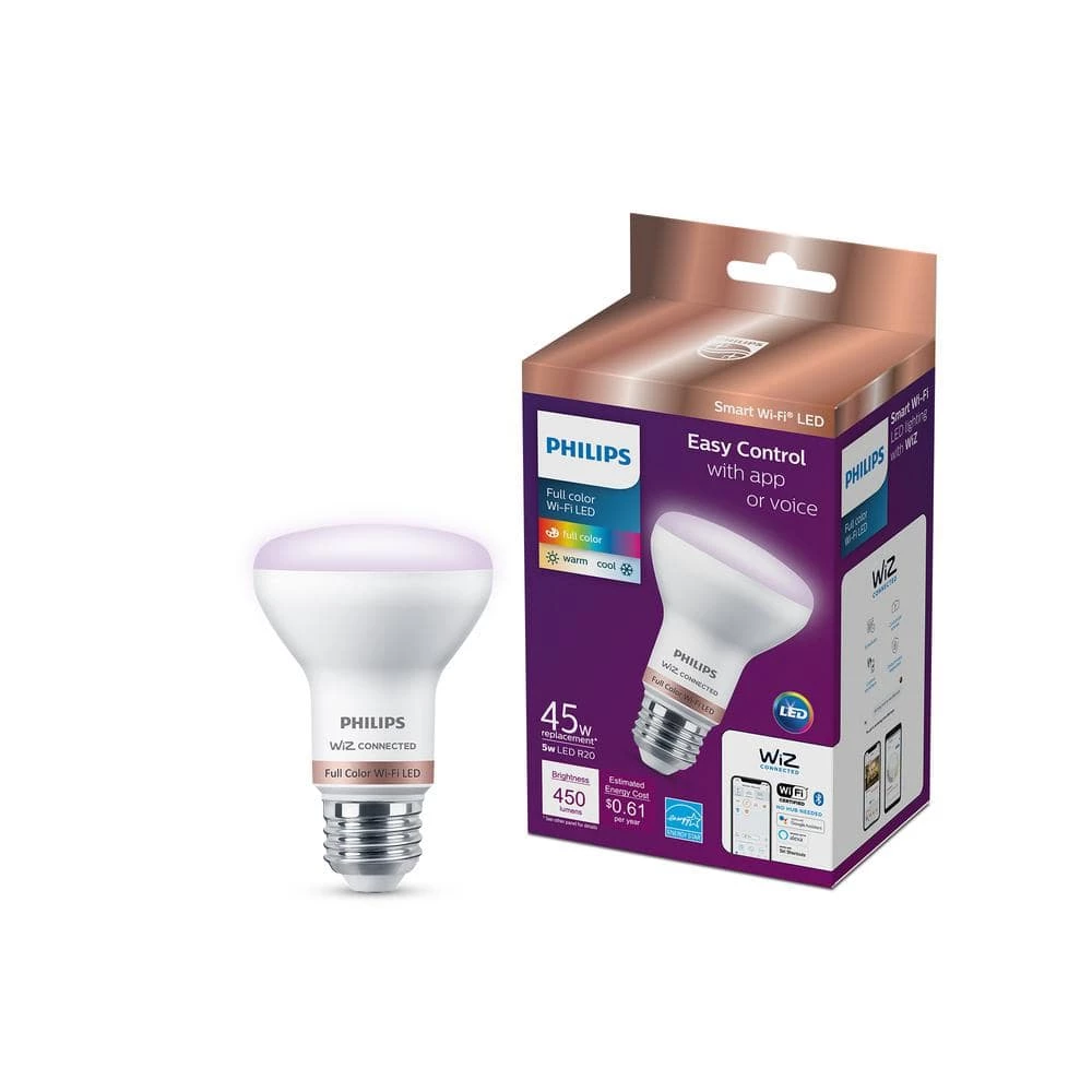 Color and Tunable White R20 45W Equivalent Dimmable Smart Wi-Fi WiZ Connected LED Light Bulb by Philips - Image 2