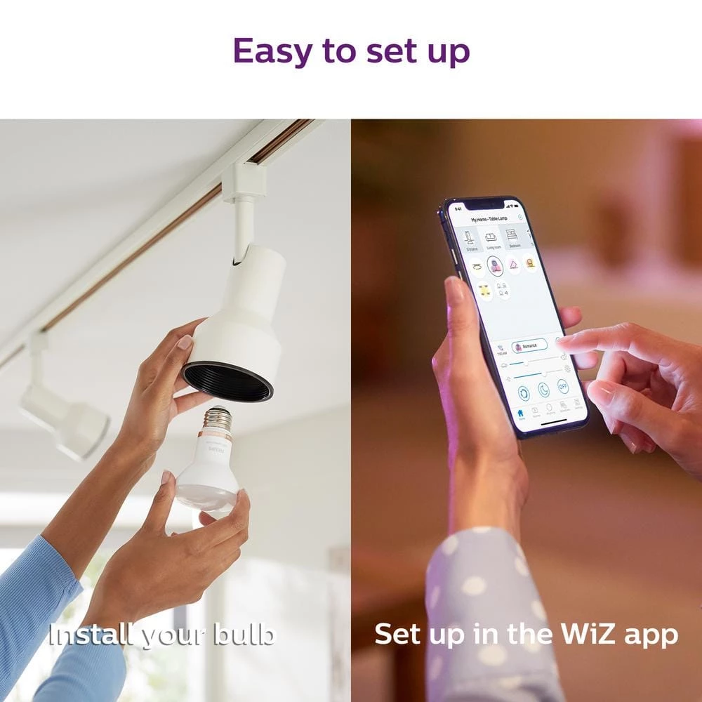 Color and Tunable White R20 45W Equivalent Dimmable Smart Wi-Fi WiZ Connected LED Light Bulb by Philips - Image 6