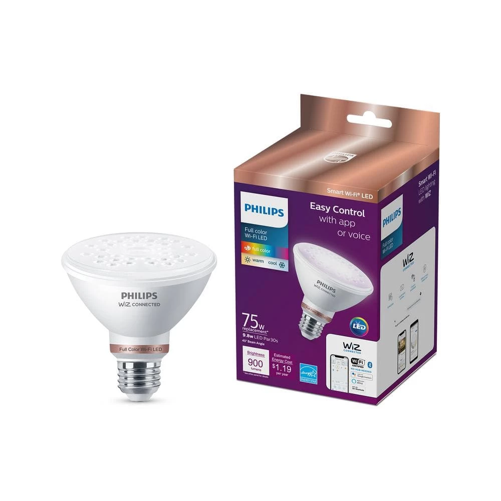 Color and Tunable White PAR30S 75W Equivalent Dimmable Smart Wi-Fi WiZ Connected LED Light Bulb by Philips - Image 2