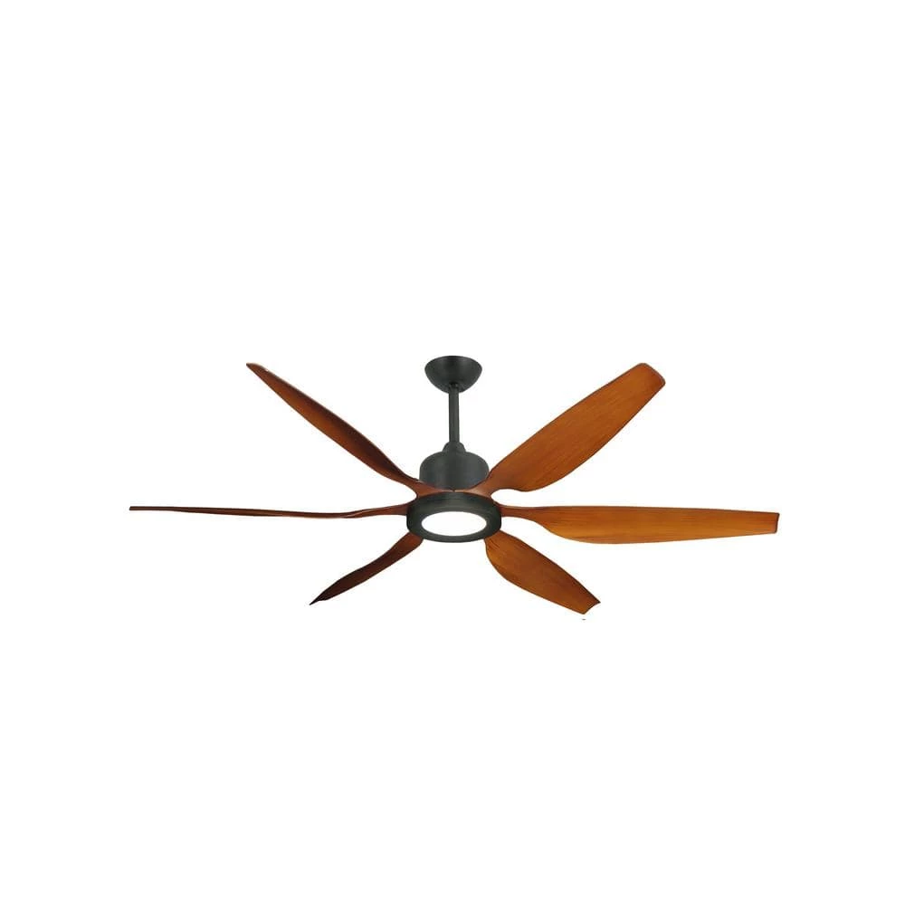 Titan II Wi-Fi 66 in. Integrated LED Indoor/Outdoor Oil Rubbed Bronze/Natural Cherry Smart Ceiling Fan with Remote by TroposAir