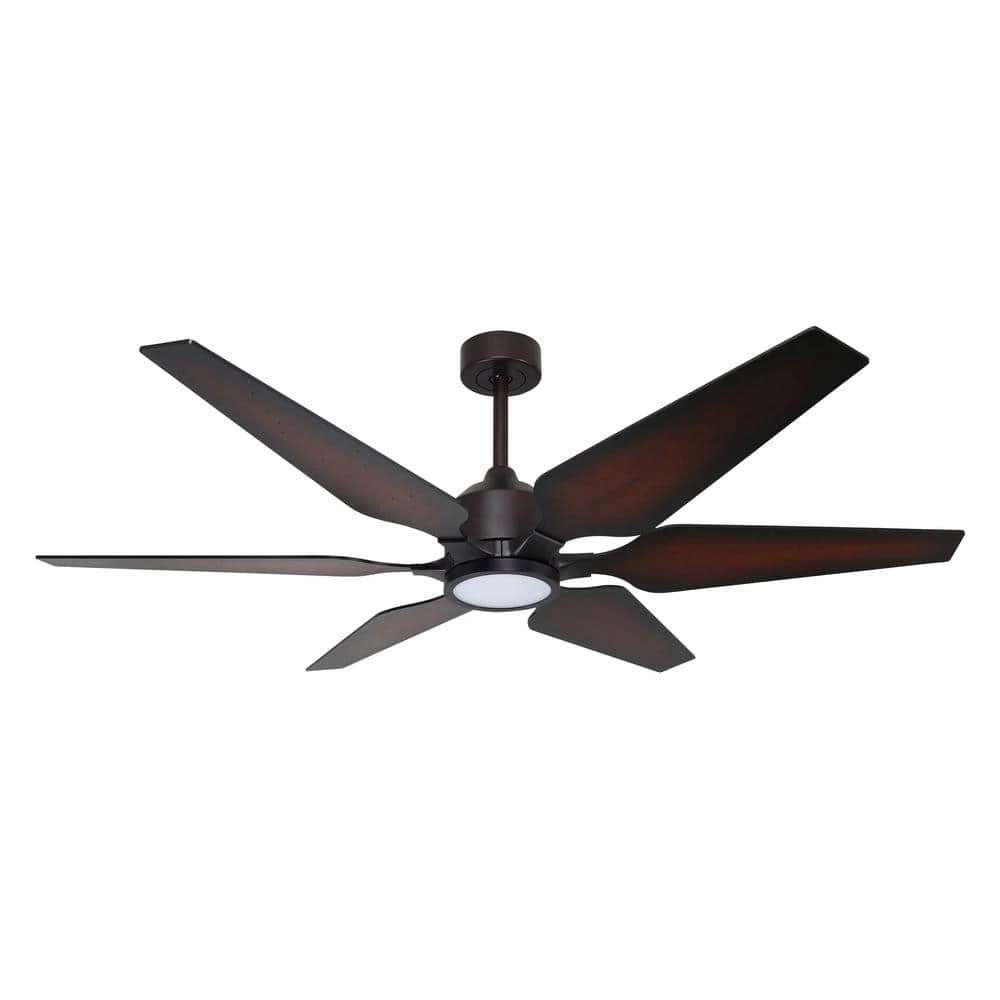 Optum 60 in. Integrated LED Indoor/Outdoor Oil Rubbed Bronze Smart Ceiling Fan with Light and Remote Control by TroposAir