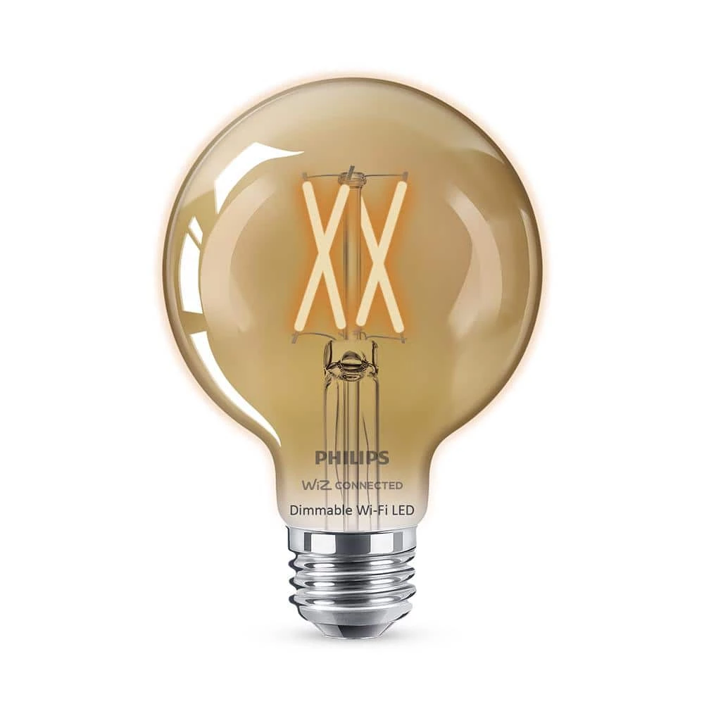 Amber G25 LED 40W Equivalent Dimmable Smart Wi-Fi Wiz Connected Wireless Light Bulb by Philips