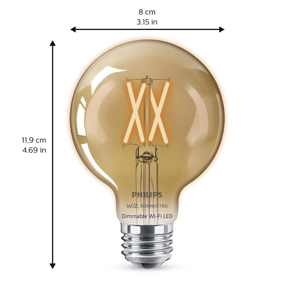 Amber G25 LED 40W Equivalent Dimmable Smart Wi-Fi Wiz Connected Wireless Light Bulb by Philips - Image 6