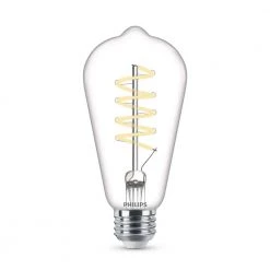 60-Watt Equivalent ST19 Spiral Filament Glass Dimmable E26 Vintage Edison LED Light Bulb Bright White 3000K (1-Pack) by Philips