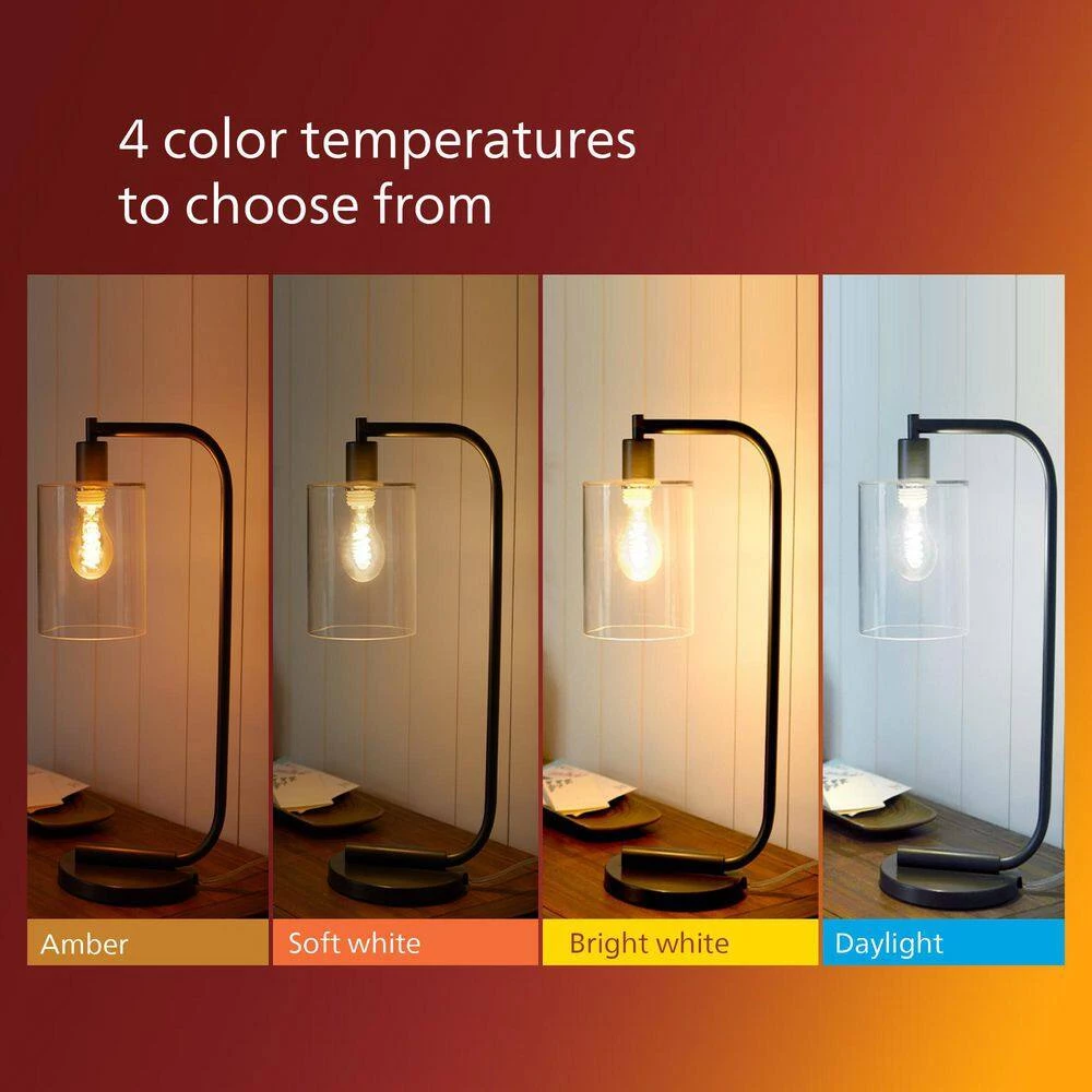 75-Watt Equivalent ST19 Glass Dimmable E26 Vintage Edison LED Light Bulb Amber 2000K (2-Pack) by Philips - Image 2