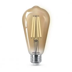 75-Watt Equivalent ST19 Glass Dimmable E26 Vintage Edison LED Light Bulb Amber 2000K (2-Pack) by Philips