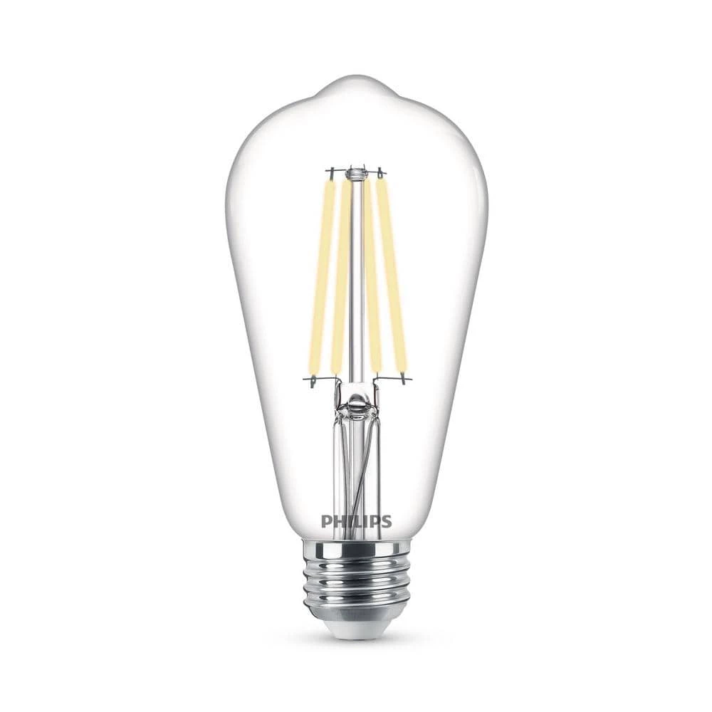 75-Watt Equivalent ST19 Clear Glass Dimmable E26 Vintage Edison LED Light Bulb Daylight 5000K (2-Pack) by Philips