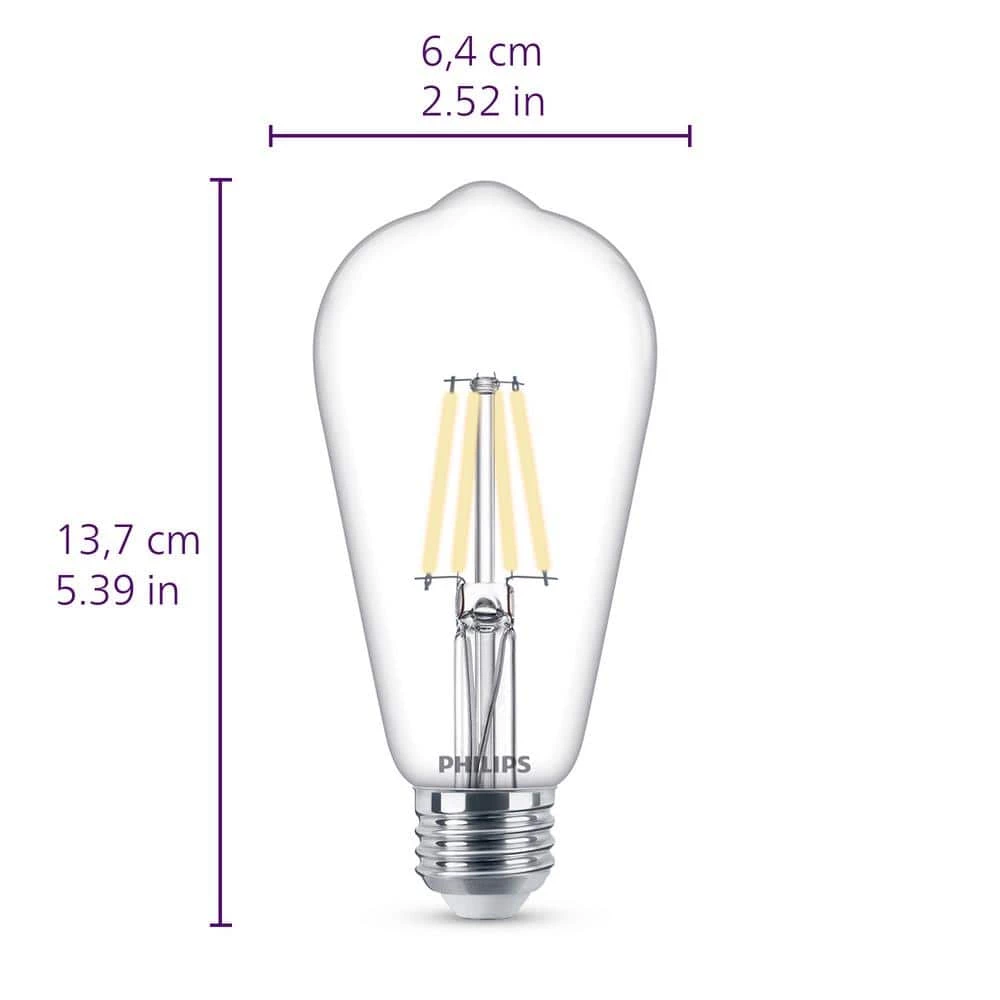 75-Watt Equivalent ST19 Clear Glass Dimmable E26 Vintage Edison LED Light Bulb Daylight 5000K (2-Pack) by Philips - Image 9