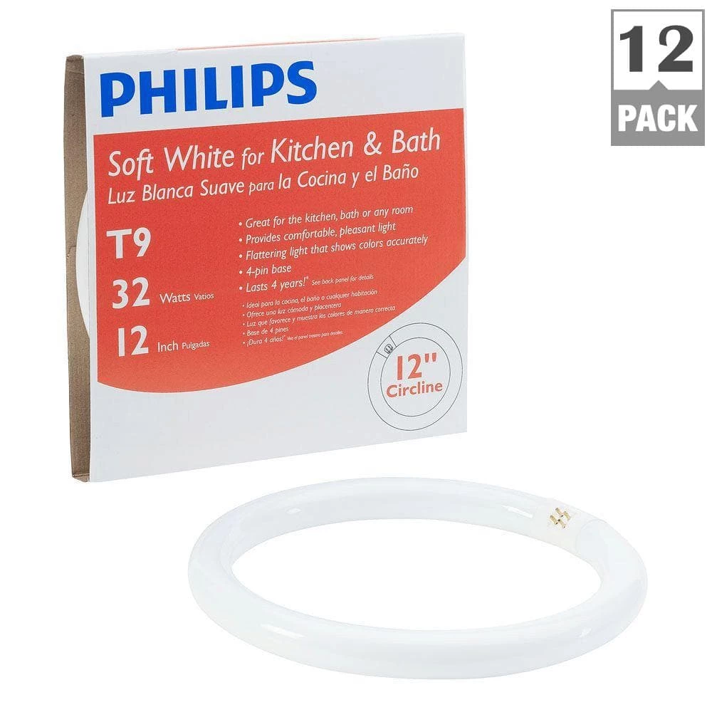32-Watt 12 in. Linear T9 Circline Fluorescent Tube Light Bulb Bright White (3000K) (12-Pack) by Philips - Image 5