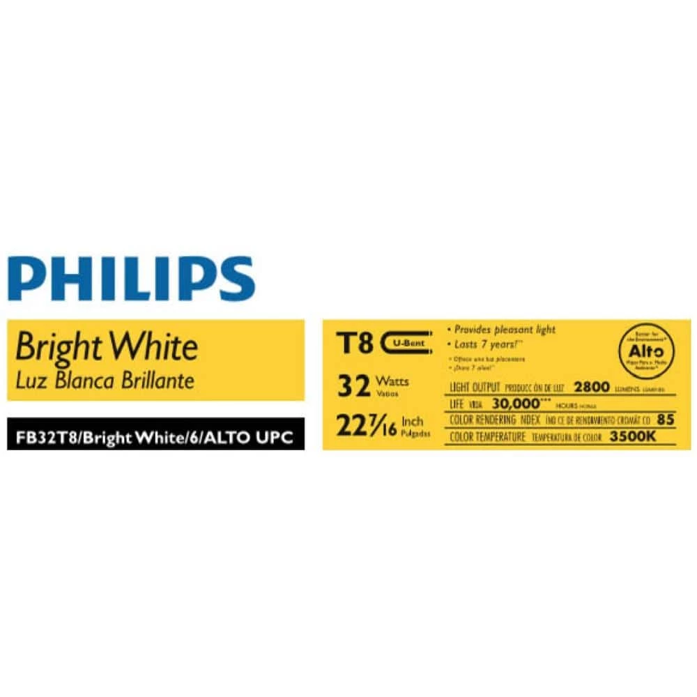 32-Watt T8 Linear U-Bend Alto Fluorescent Tube Light Bulb, Bright White (3500K) (1-Bulb) by Philips - Image 3