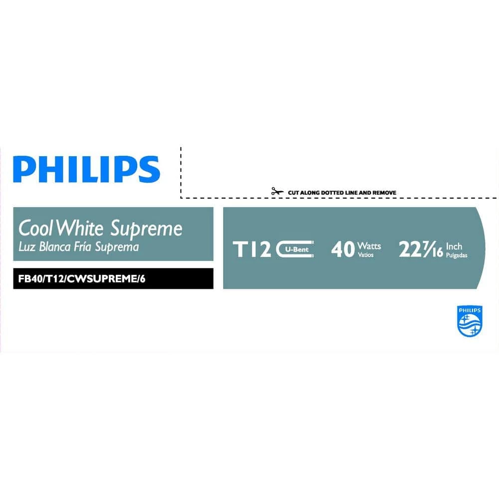 40-Watt 4 ft. U-Bent Linear T12 Fluorescent Tube Light Bulb Cool White Supreme (4100K) (1-Bulb) by Philips - Image 3