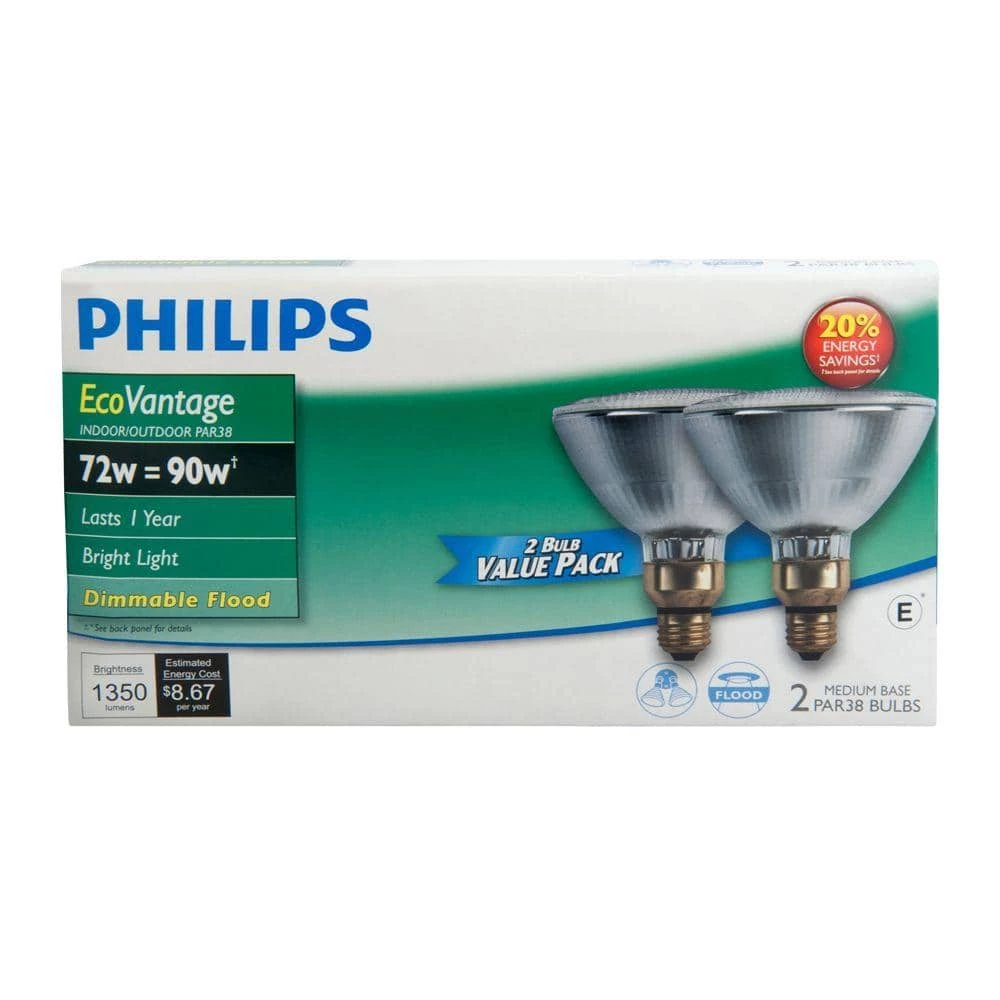 72-Watt PAR38 Dimmable Indoor/Outdoor Halogen Flood Light Bulb (2-Pack) by Philips - Image 4