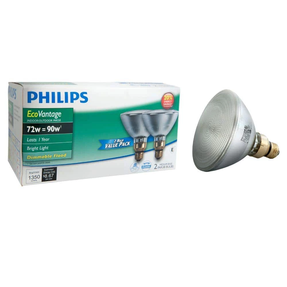 90-Watt PAR38 Halogen Indoor/Outdoor Flood Light Bulb (2-Pack) by Philips - Image 3