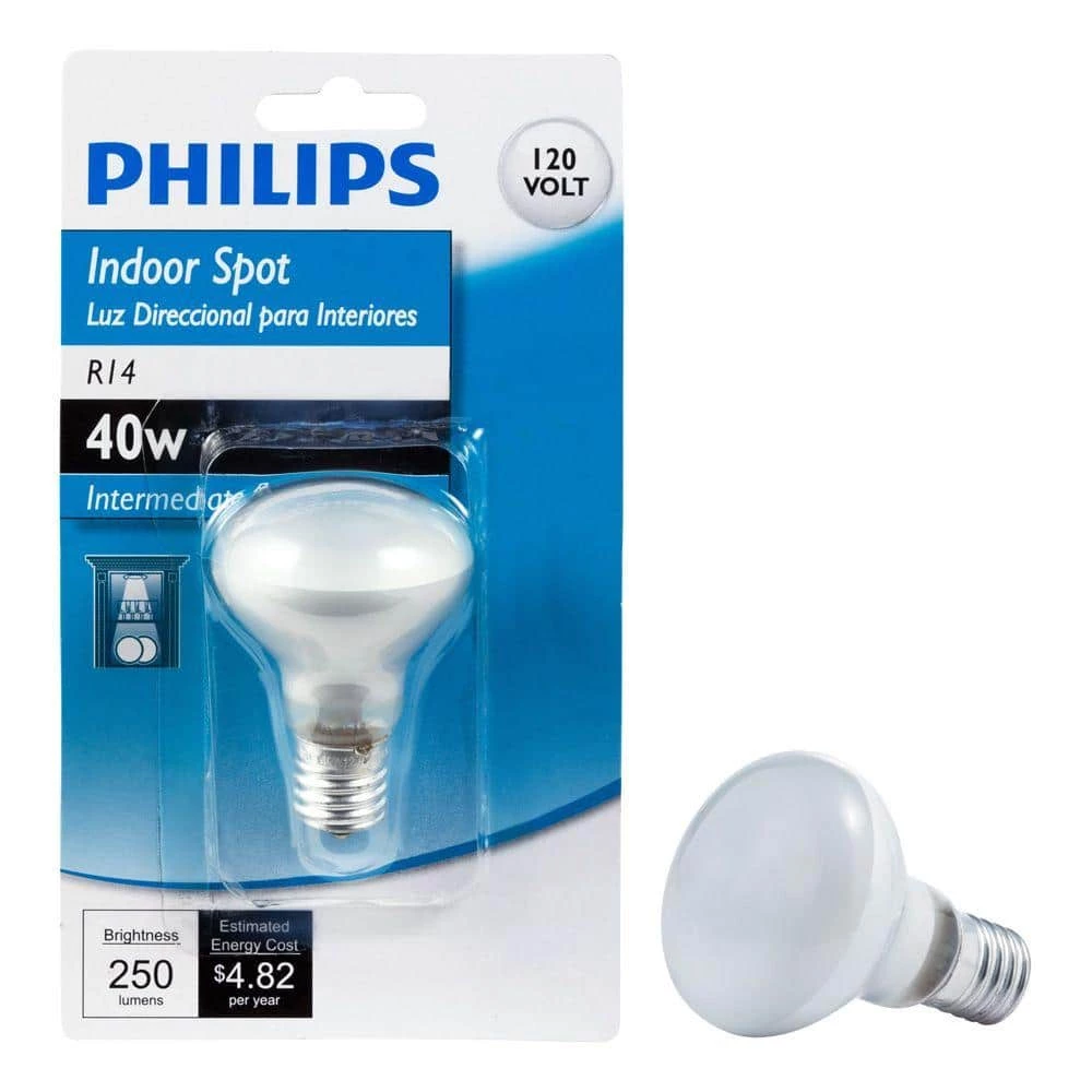 40-Watt R14 Incandescent Intermediate Base Light Bulb Soft White (2700K) by Philips