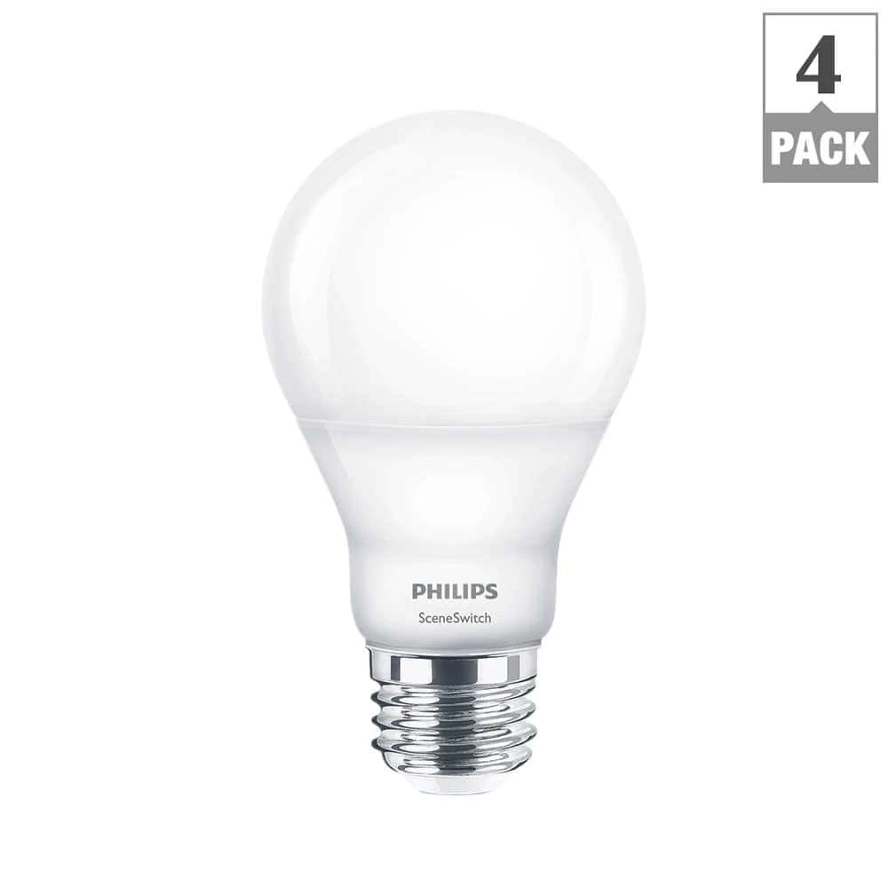 60-Watt Equivalent A19 SceneSwitch LED Light Bulb Daylight(5000K)/Soft White(2700K)/Warm Glow(2200K) (4-Pack) by Philips - Image 2