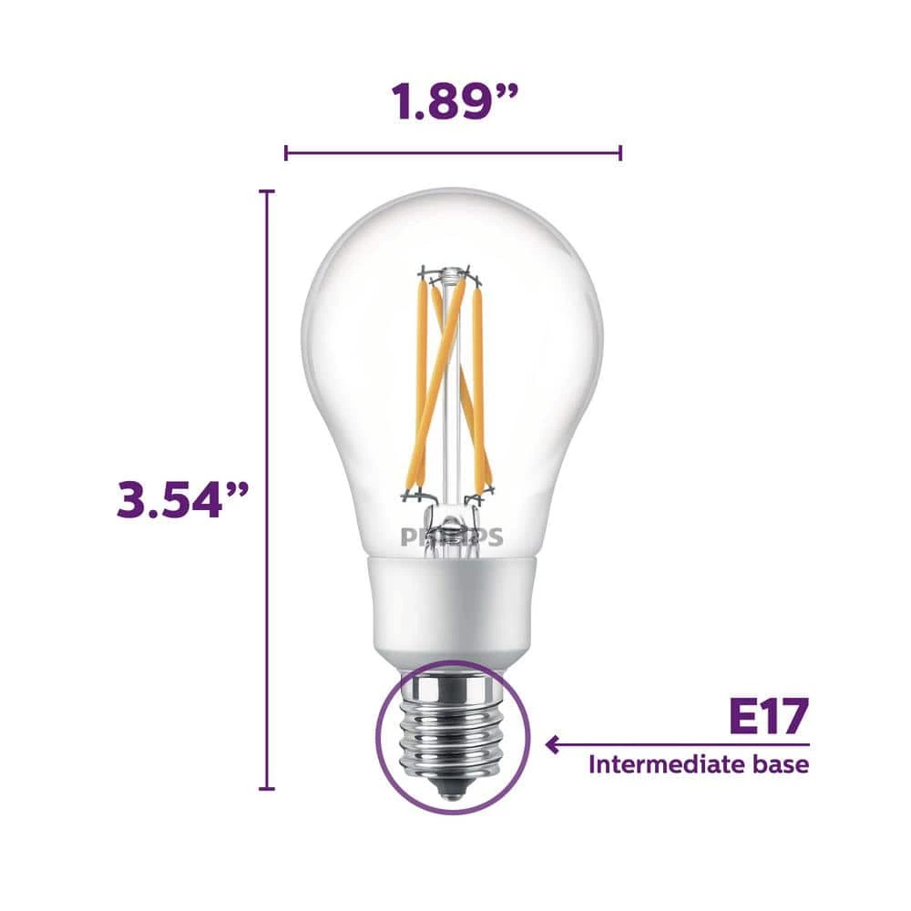 40-Watt Equivalent Soft White A15 Dimmable Intermediate Base LED Light Bulb with Warm Glow Dimming Effect (2-Pack) by Philips - Image 4