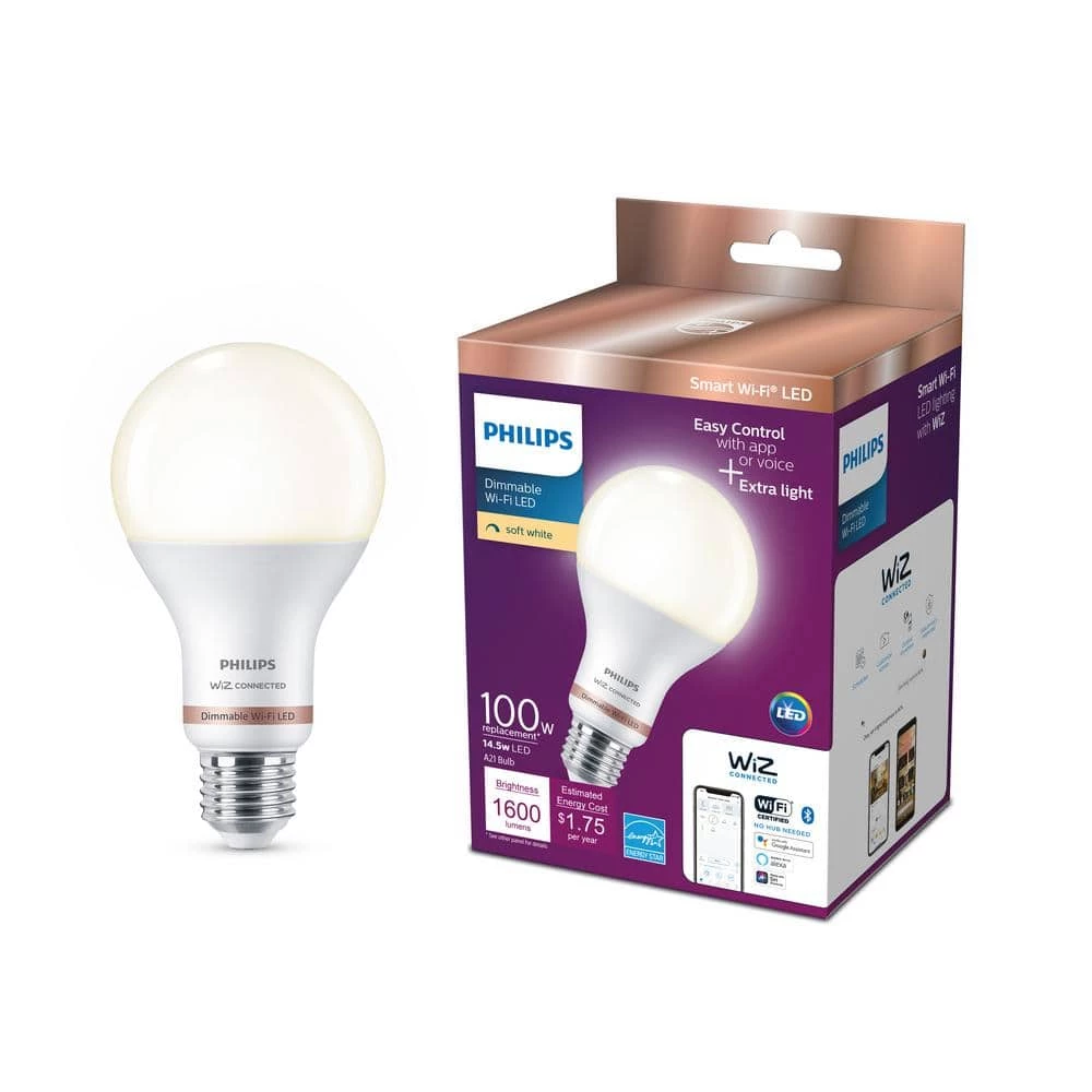 Soft White A21 LED 100W Equivalent Dimmable Smart Wi-Fi Wiz Connected Wireless LED Light Bulb by Philips - Image 3