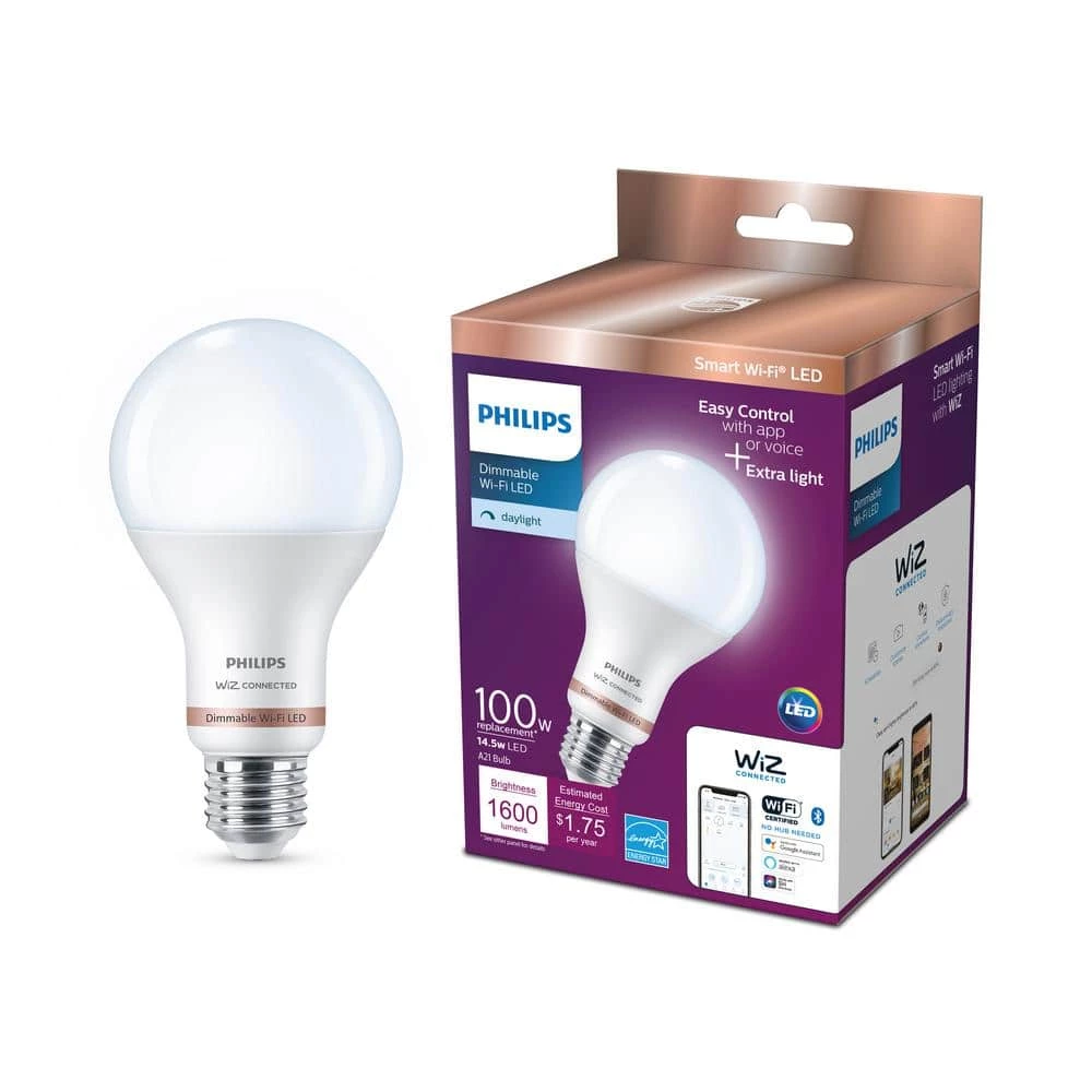 Daylight A21 LED 100W Equivalent Dimmable Smart Wi-Fi Wiz Connected Wireless LED Light Bulb by Philips - Image 3