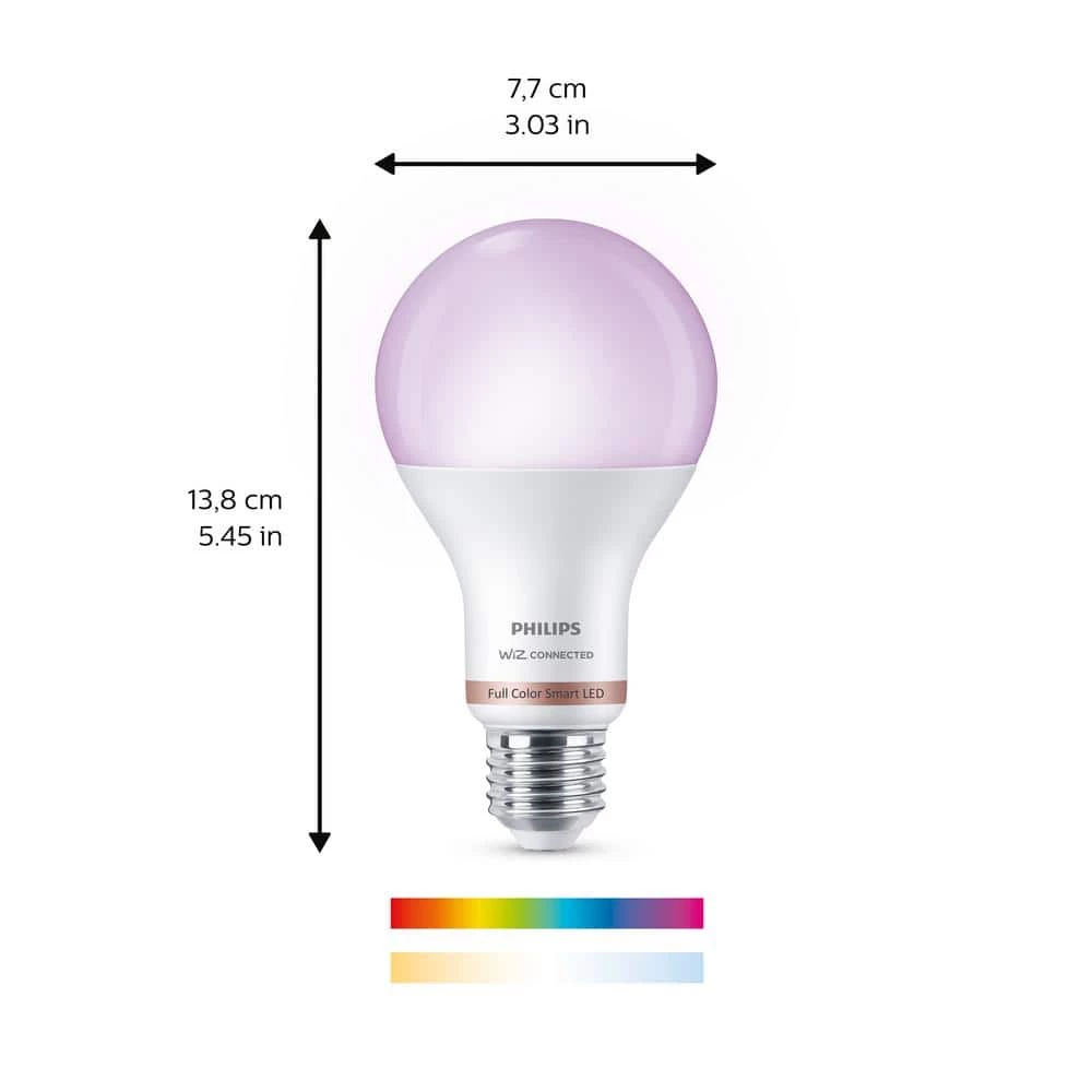 Color and Tunable White A21 LED 100-Watt Equivalent Dimmable Smart Wi-Fi Wiz Connected Wireless LED Light Bulb by Philips - Image 6