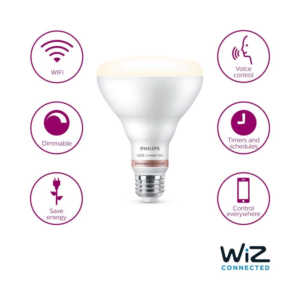 Daylight BR30 LED 65W Equivalent Dimmable WiZ Connected Smart Light Bulb by Philips - Image 6