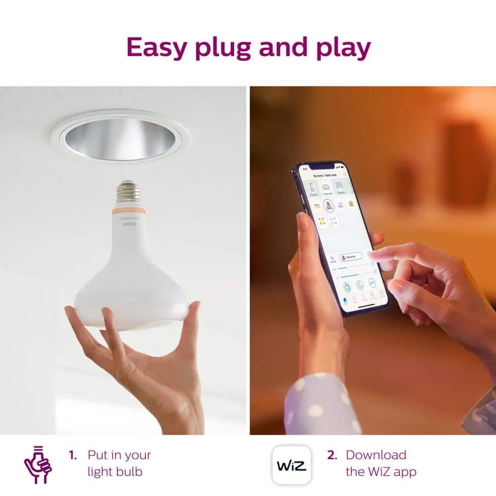 Daylight BR30 LED 65W Equivalent Dimmable WiZ Connected Smart Light Bulb by Philips - Image 8