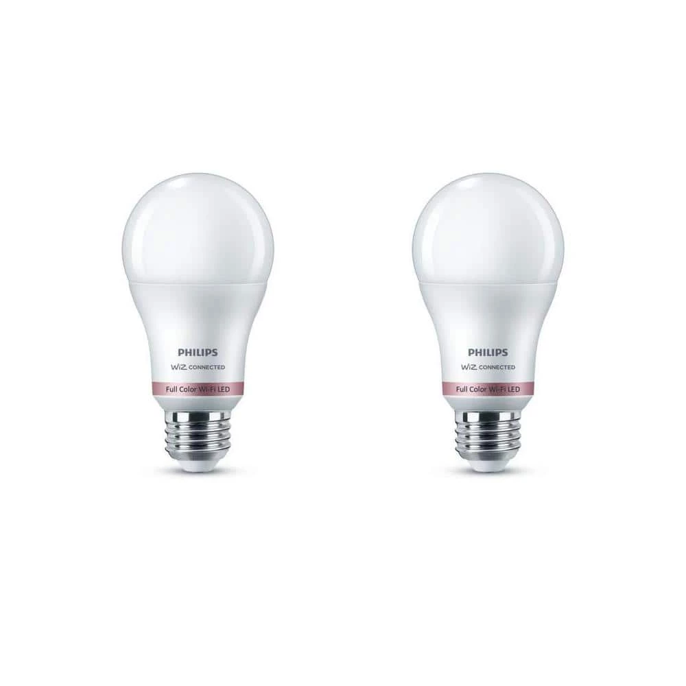 Color and Tunable White A19 LED 60-Watt Equivalent Dimmable Smart Wi-Fi Wiz Connected Wireless Light Bulb (2-Pack) by Philips