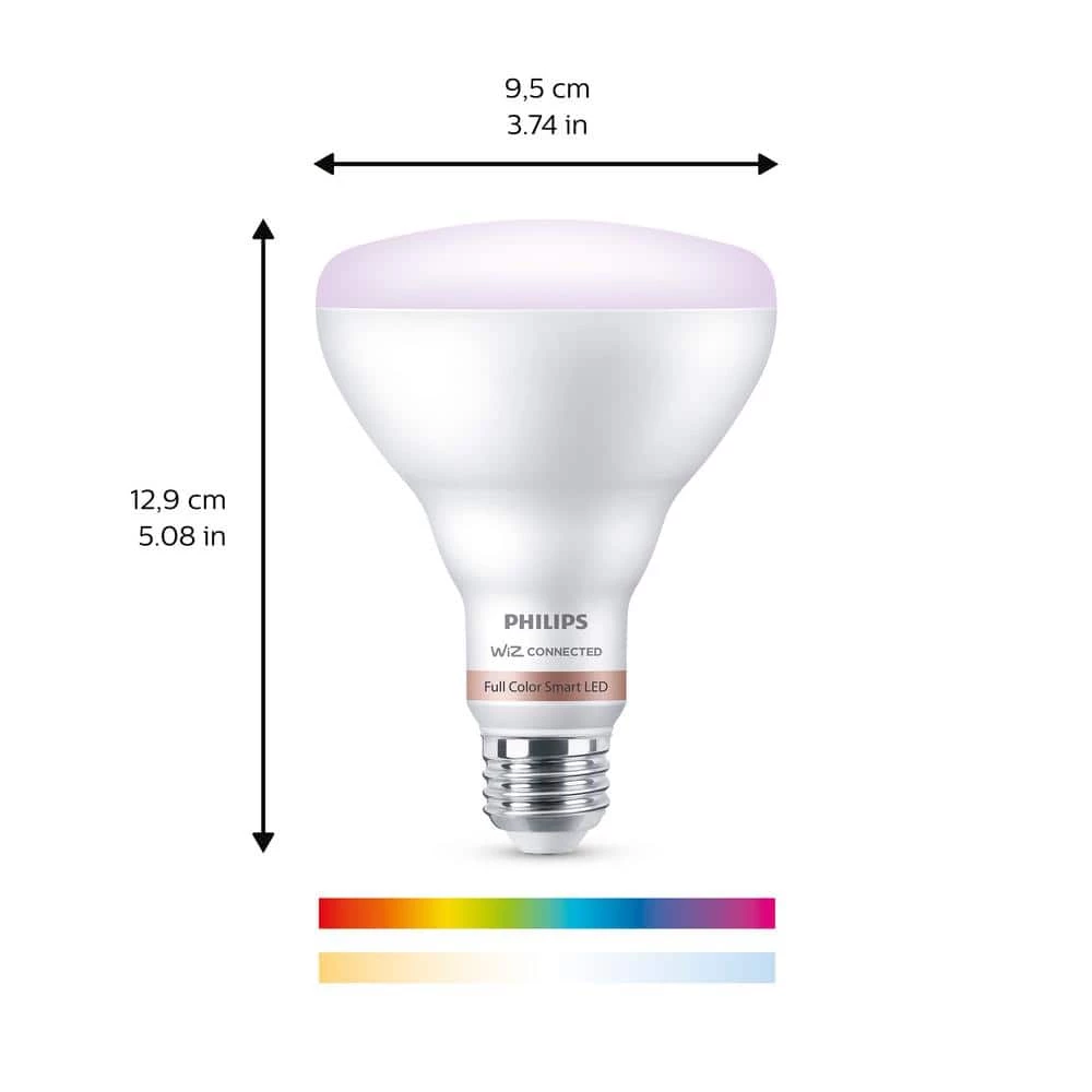 Color and Tunable White BR30 LED 65-Watt Equivalent Dimmable Smart Wi-Fi Wiz Connected Wireless Light Bulb (2-Pack) by Philips - Image 6