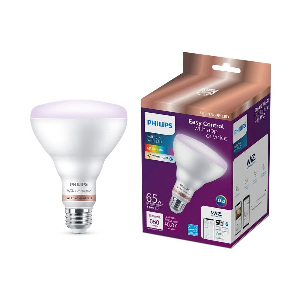Color and Tunable White BR30 LED 65-Watt Equivalent Dimmable Smart Wi-Fi Wiz Connected Wireless Light Bulb (2-Pack) by Philips - Image 5