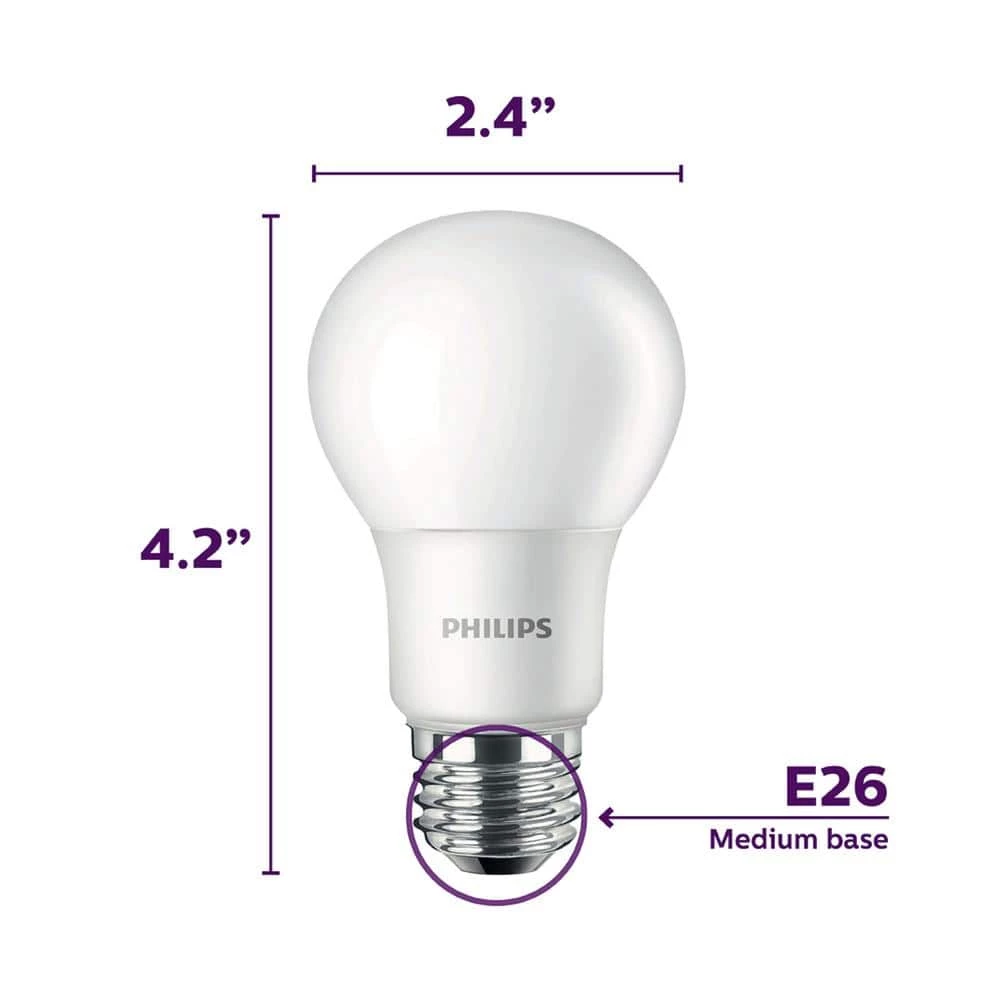 100-Watt Equivalent A19 Non-Dimmable E26 LED Light Bulb Daylight 5000K (4-Pack) by Philips - Image 8