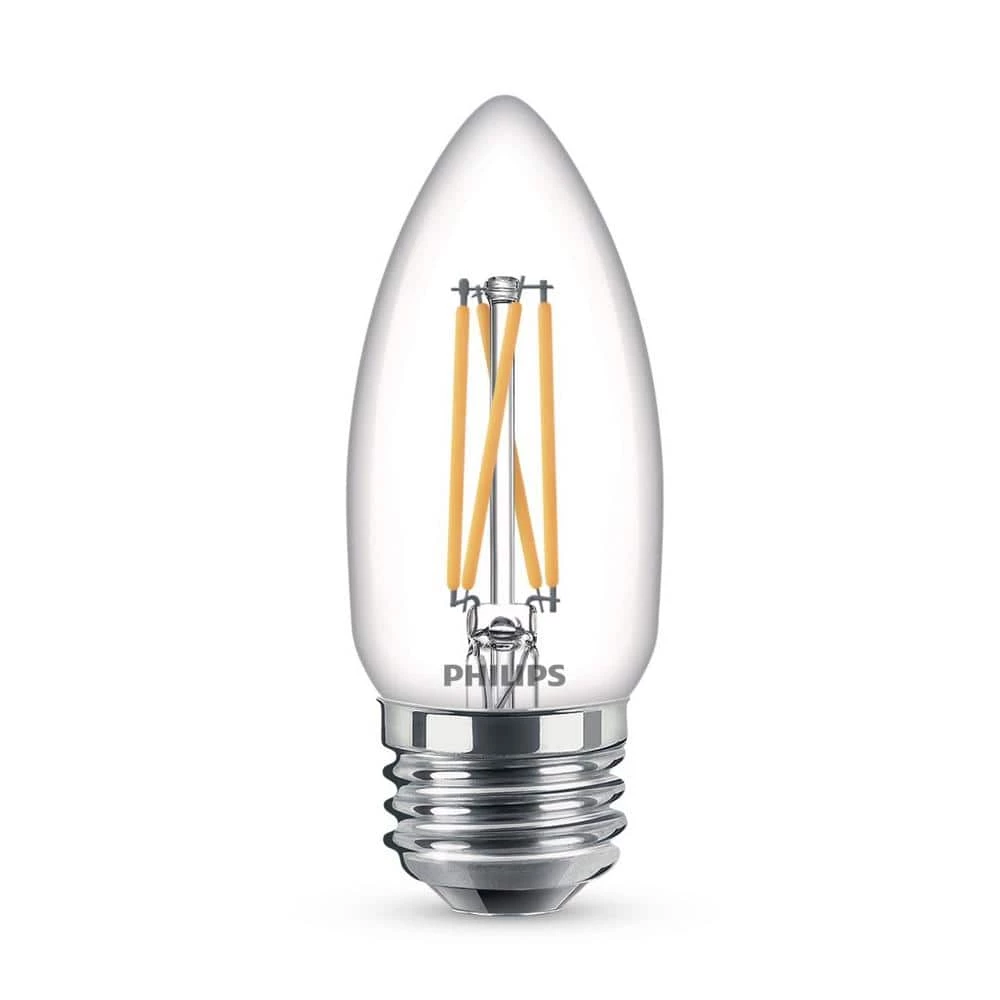 40-Watt Equivalent B11 Clear Glass Non-Dimmable E26 LED Light Bulb Daylight 5000K (3-Pack) by Philips