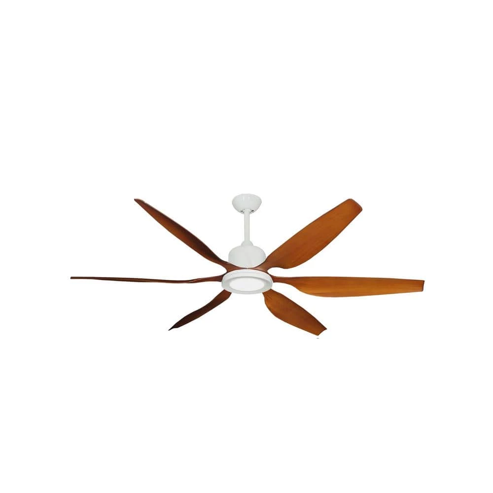 Titan II Wi-Fi 66 in. Integrated LED Indoor/Outdoor Pure White/Natural Cherry Smart Ceiling Fan with Remote Control by TroposAir