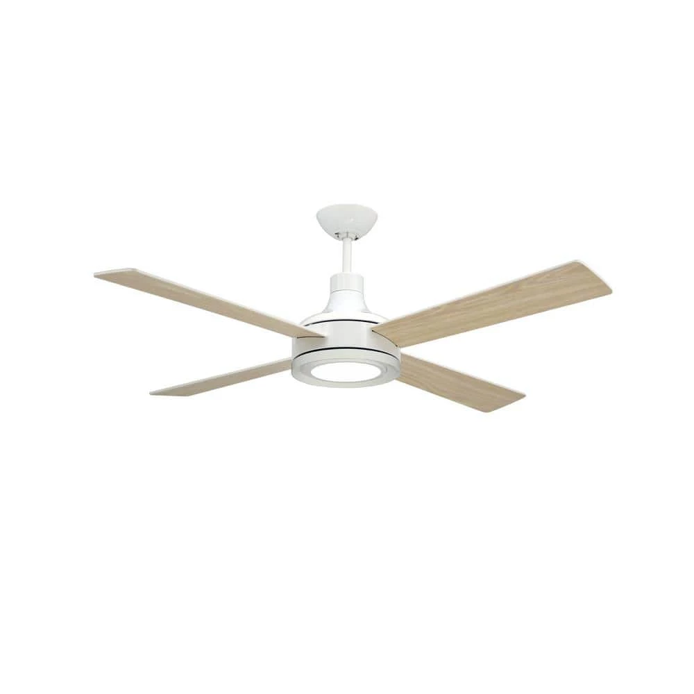 Quantum II 52 in. LED Pure White Ceiling Fan with Light and Remote Control by TroposAir