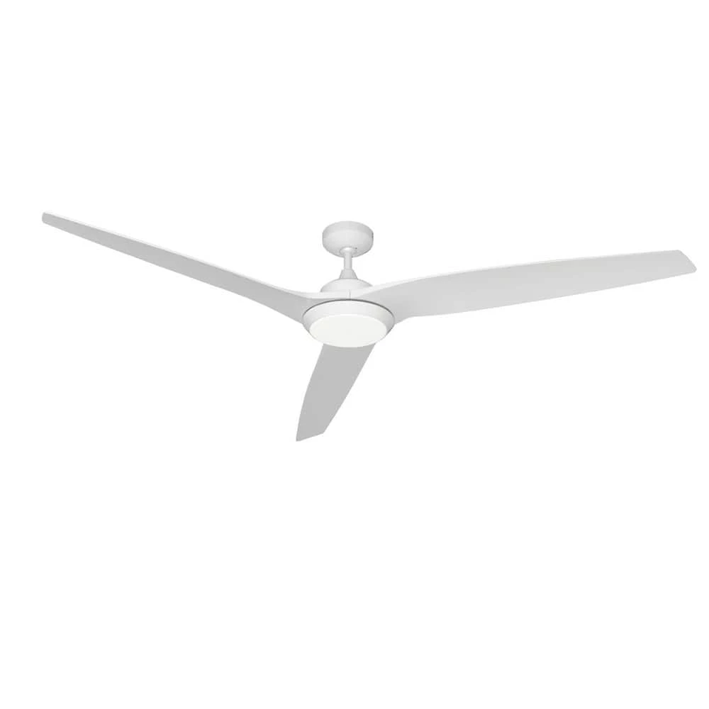 Evolution 72 in. Integrated LED Indoor/Outdoor Pure White Ceiling Fan with Light and Remote Control by TroposAir