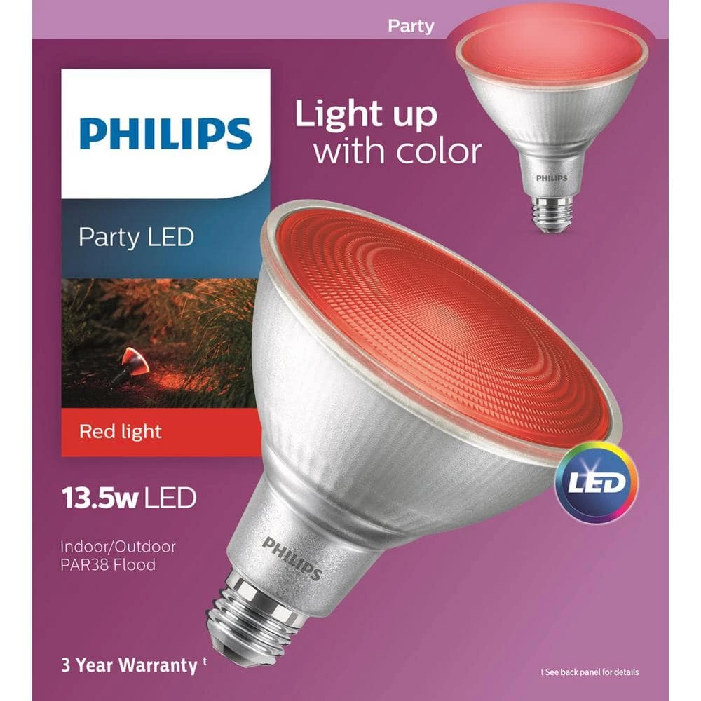 90-Watt Equivalent PAR 38 LED Flood Red by Philips - Image 4
