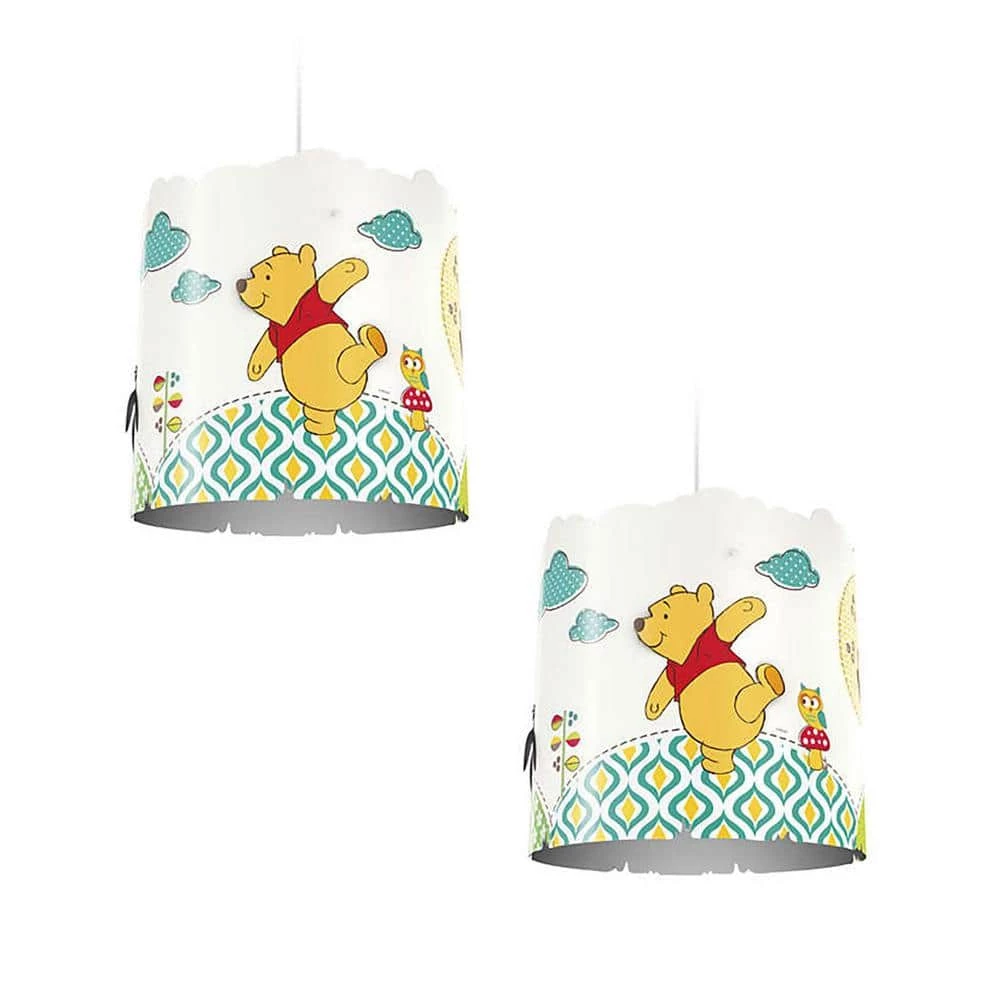 10.24 in. White Plastic Globe Disney Winnie the Pooh Children Kid Suspension Light Lampshade (2-Pack) by Philips
