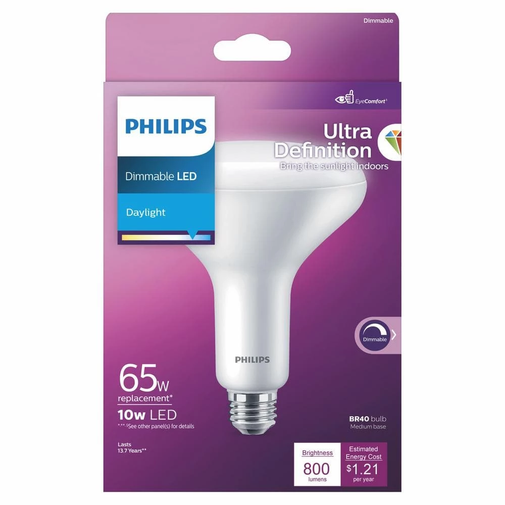 65-Watt Equivalent BR40 Ultra-Definition Dimmable E26 LED Light Bulb Soft White with Daylight 5000K (1-Pack) by Philips - Image 5