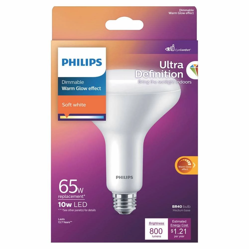 65-Watt Equivalent BR40 Ultra Definition Dimmable E26 LED Light Bulb Soft White with Warm Glow 2700K (1-Pack) by Philips - Image 5