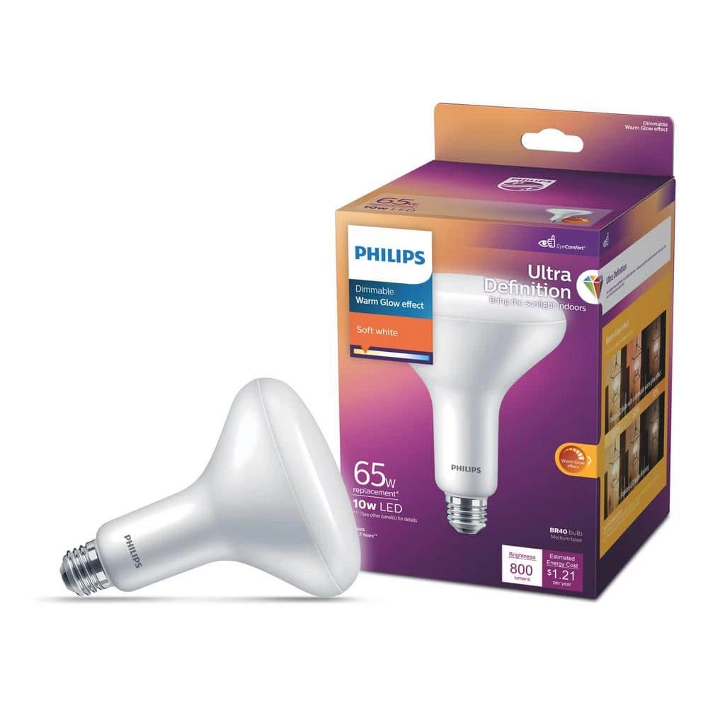 65-Watt Equivalent BR40 Ultra Definition Dimmable E26 LED Light Bulb Soft White with Warm Glow 2700K (1-Pack) by Philips - Image 4