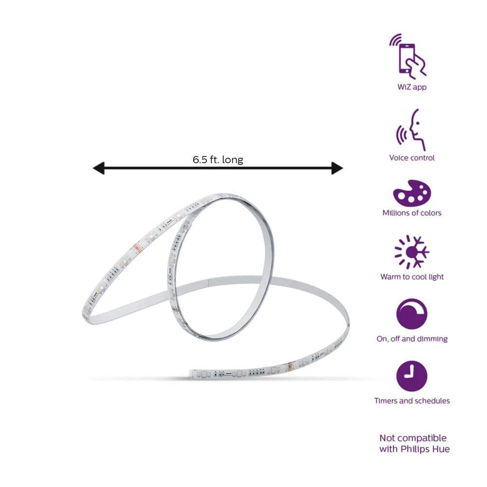 Color and Tunable White Dimmable Smart Wi-Fi Wiz Connected Light Strip (2M) by Philips - Image 4